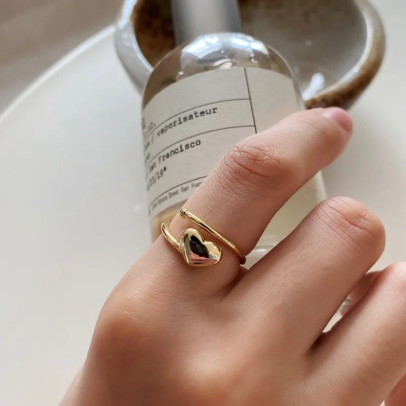 Wtltc Open 925 Sterling Sliver Heart Rings Per Le Donne Minimal Thin Lover Thumb Rings Fashion Femme Finger Rings Regalo Di San Valentino