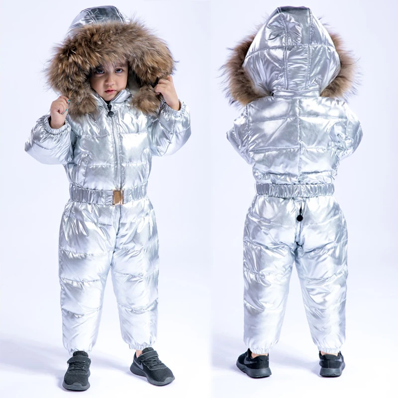 

Down Warm Boy Romper Fur Hooded Baby Girl Onesie Waterproof Kids Jumpsuits Thick Warm Children Overalls Clothes Infant Costumes