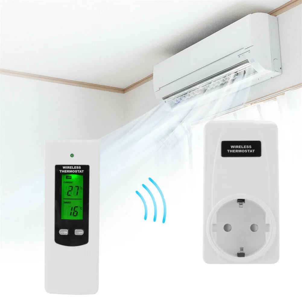

High Wireless Thermostat RF Plug Digital Infrared Heating Temperature Sensor Controller LG66