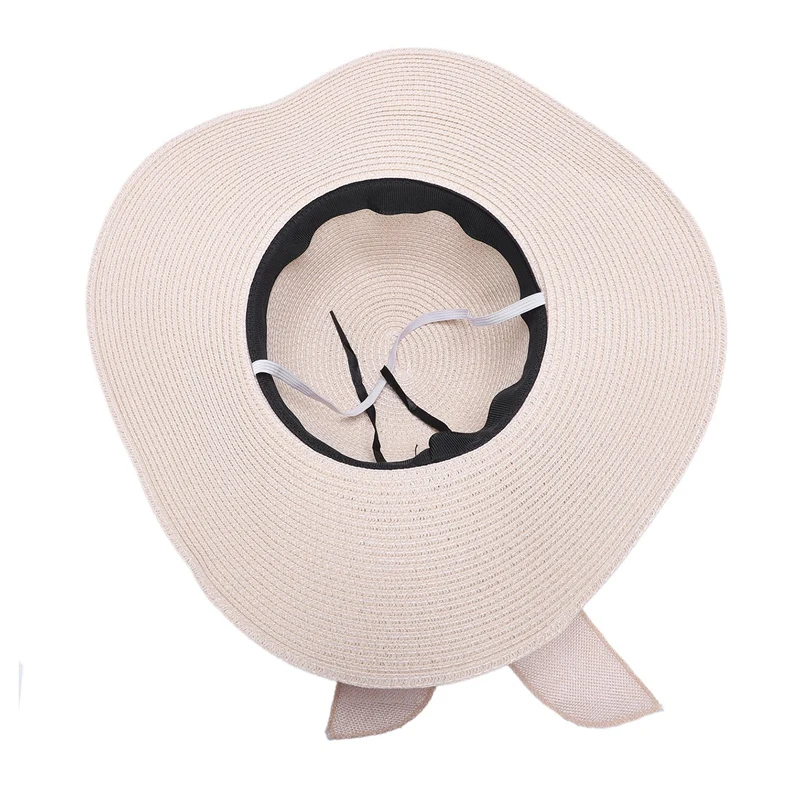 Модные женские шляпы от солнца, ручная работа, соломенная шляпа Женская лента с бантом, широкий пляжный навес, шляпа, Повседневная летняя шляпа, анти УФ