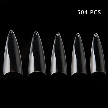 

504pcs False Nail Tips Professional DIY Tasteless Beginner 12 Sizes Fake Art Artificial Non Toxic Stretchy Clear Salon Reusable