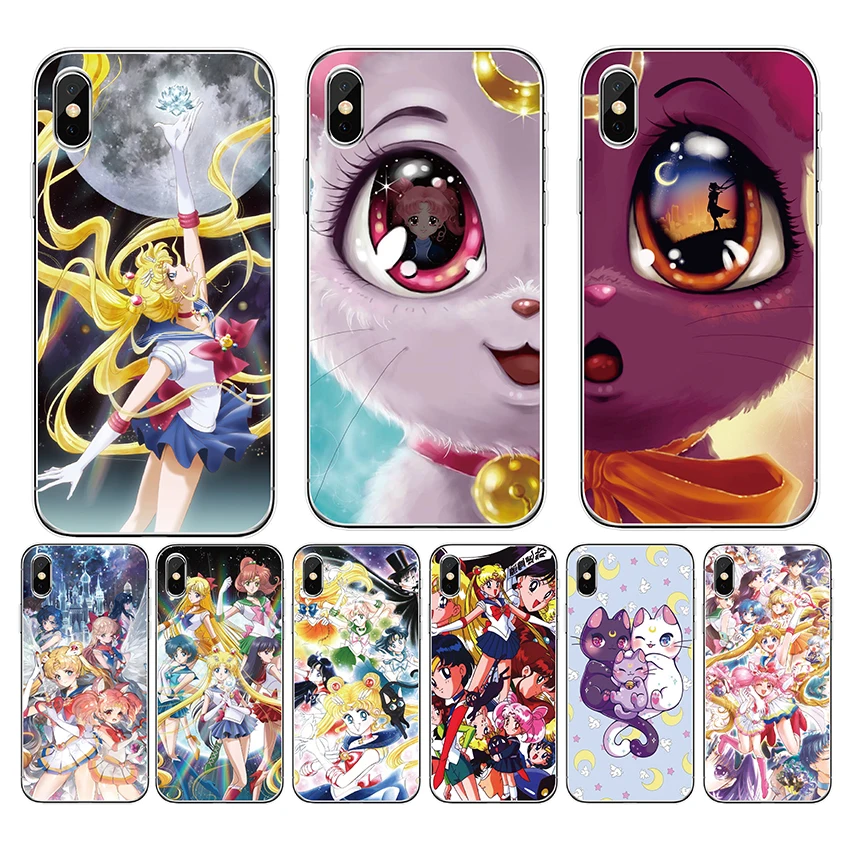 

Case For Google Pixel XL2 XL3 4 XL 3A 2 3lite Back Cover Sailor Moon print pattern Soft TPU Silicone Phone Case