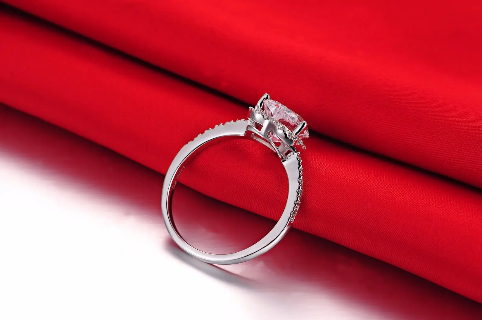 Glarious 2CT Стерлинговое Серебро в форме сердца, 18 K, покрытое белым золотом, PT950 штампованное надежное Ювелирное кольцо с алмазом в форме сердца, женское свадебное