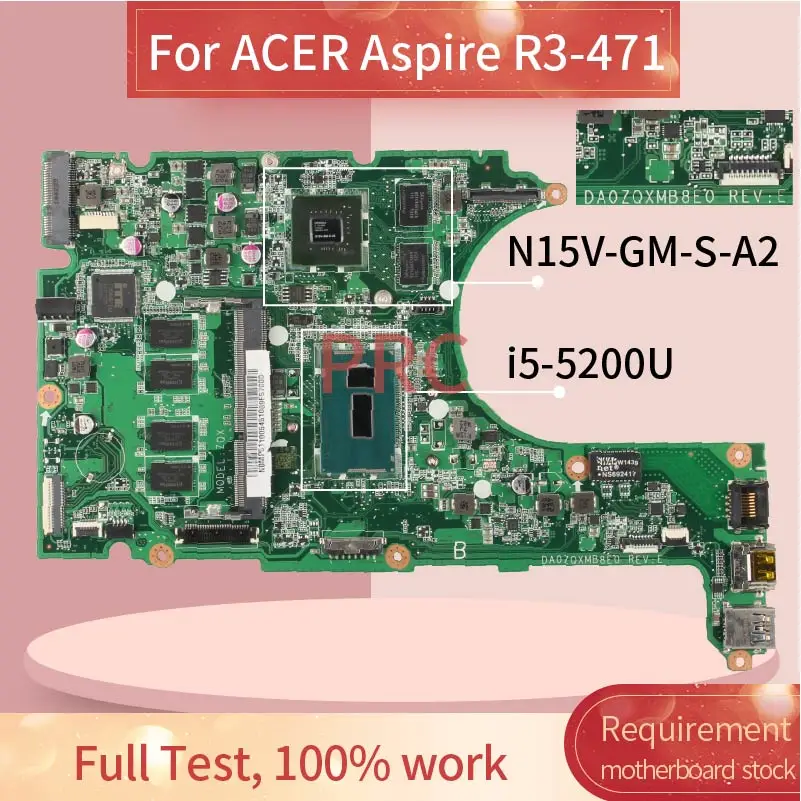 Для ACER Aspire R3-471 i5-5200U материнская плата для ноутбука DA0ZQXMB8E0 SR23Y N15V-GM-S-A2 DDR3 |