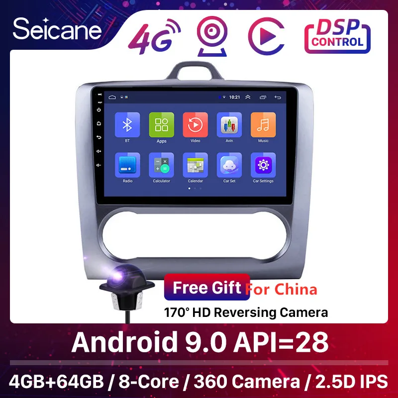 Seicane Android 9 0 4 + 64 Гб GPS навигация автомобильная стерео для 2004 2005 2011 Ford Focus Exi AT 2 DIN