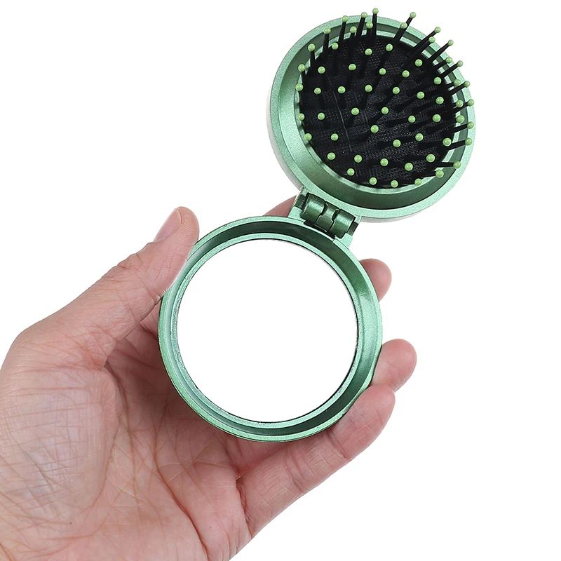 Portable Mini Folding Comb Airbag Massage Round Travel Hair Brush with Mirror 1 Pc New Makeup Comb Hair Brush Pro Styling Tool
