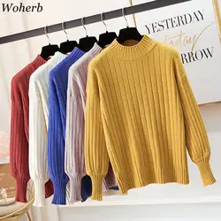 Woherb свитеры для женщин Invierno 2019 осень полуводолазка вязаный пуловер повседневные Мягкие корейские топы джемпер свитер для фейерверка