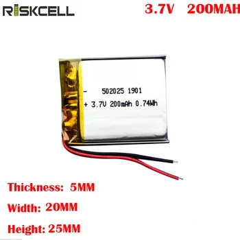 

rechargeable Li-polymer Li-ion 3.7V 200mAh LIPO battery 502025 with wire connector BSM PCB PCM NTC