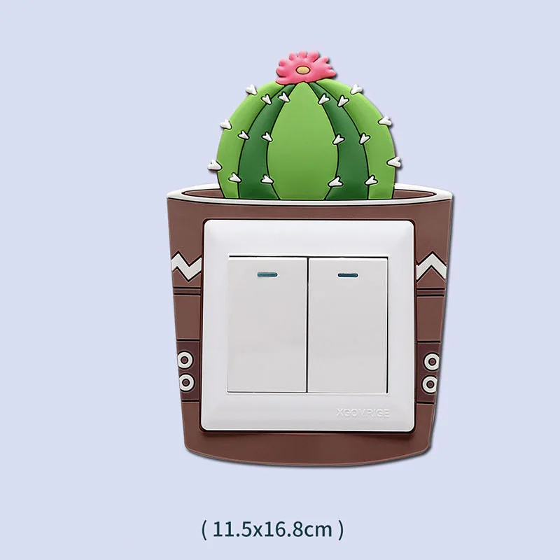 

New 3D Cactus Luminous Succulents Switch Wall Stickers On-Off Light Switch Cover Switch Sticker for Kids Rooms Wall Home Decor