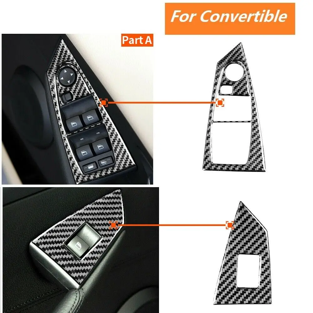 

Carbon Fiber Car Window Switch panel Decor Frame Cover Trim Accessories For BMW 6 Series E63 E64