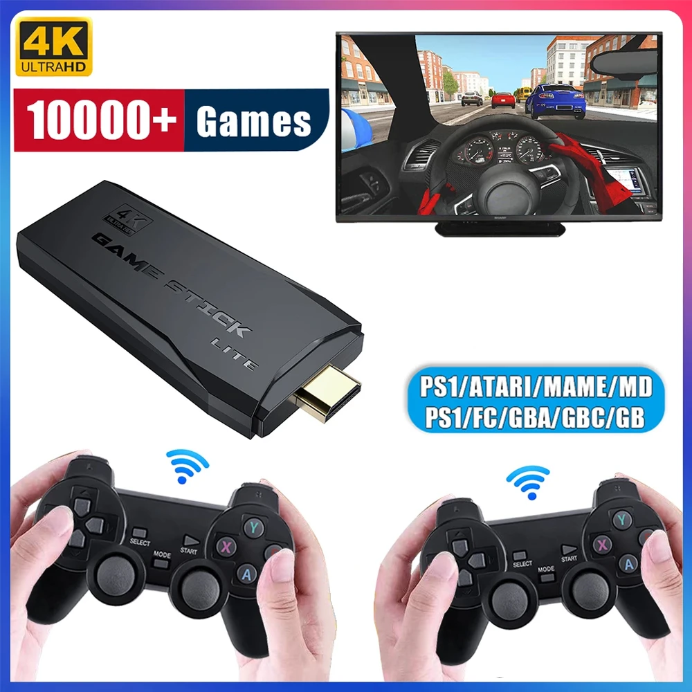 Usb Wireless Console Game Stick Video Game Consoles 32gb/64gb Hd Output  With Two 8 Bit Wireless Controllers For Ps1/gba/md/fc - Video Game Consoles  - AliExpress