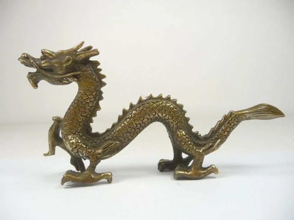 

oriental Chinese hand work old copper carved dragon statue decoration free shipping