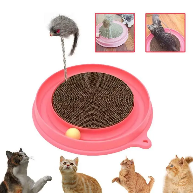 BMBY-Cat турбо игрушка-Когтеточка, кот турбо игрушка, Post Pad интерактивные тренировки Мыши Играть Игрушка с турбо и мячом - Цвет: Pink