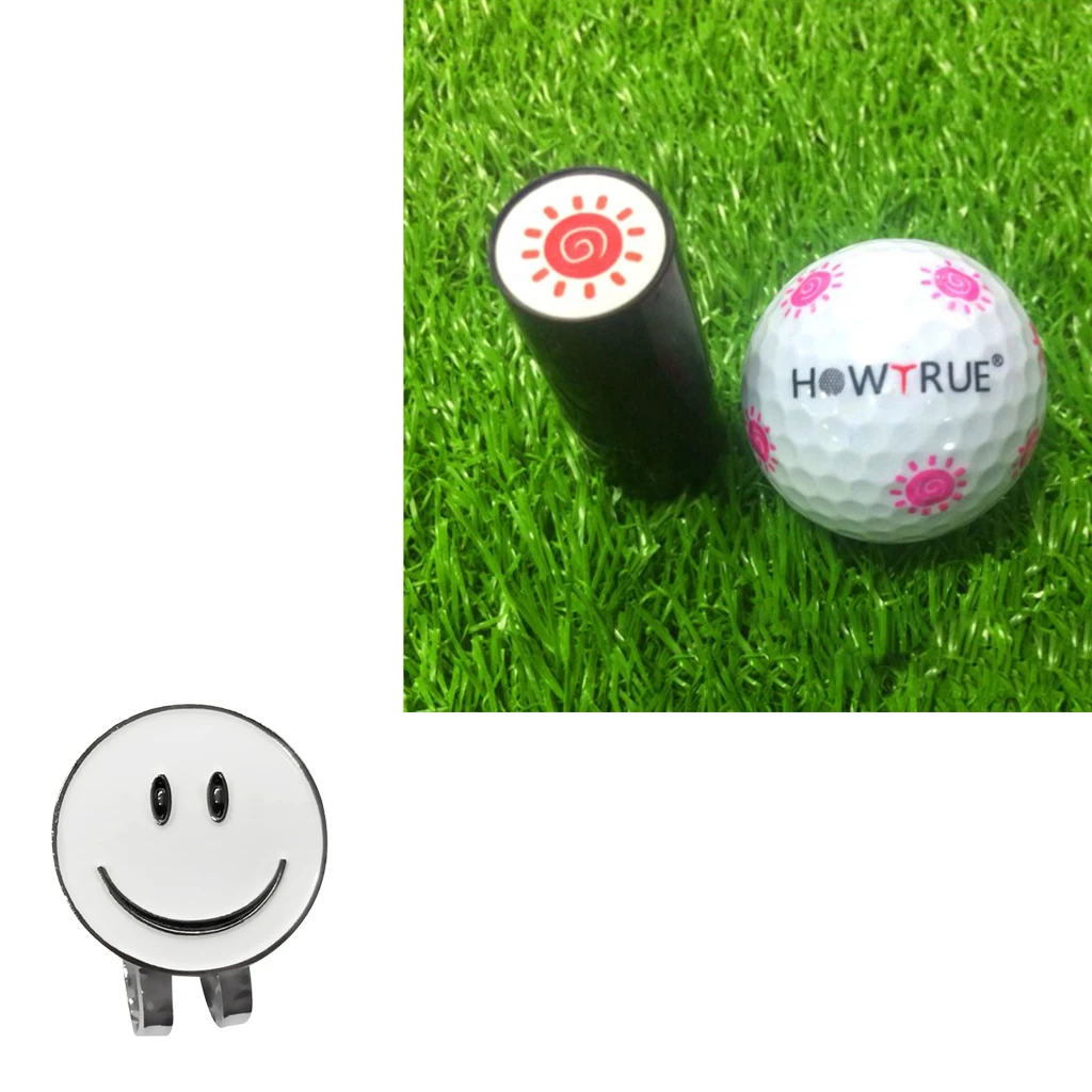 Smile Face Golf Ball Marker with Magnetic Hat Clip Golf Ball Stamper Golfer Gift Accessories for Club Giveaways Prize Keepsake