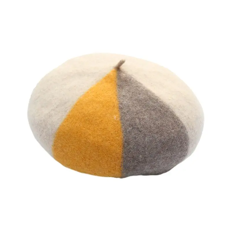 Adults Children Autumn Winter Wool Beret Cap Fashion Patchwork Style Female Ladies Painter Outdoor Elegant Beanies Bonnet Hat