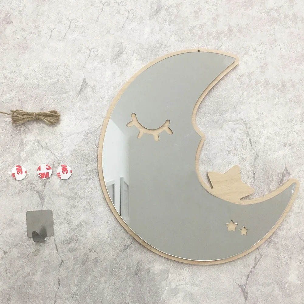 HD дерево зерна Луна 3D макияж зеркало настенные наклейки DIY можно повесить детский