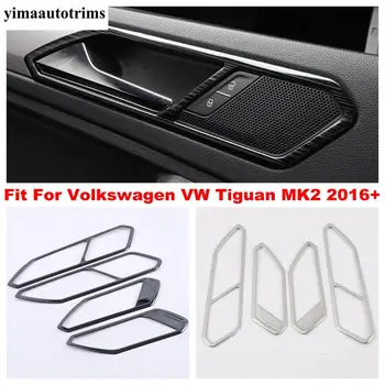 

Silver / Black Brushed Stainless Steel Interior Inner Door Handle Bowl Frame Cover Trim For Volkswagen VW Tiguan MK2 2016 - 2020