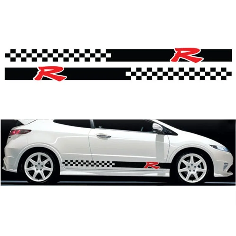 Для 1 комплекта/2 шт. для Honda Civic type R S side 003 racing stripes рисунки стикеры наклейки аксессуары для стайлинга автомобилей