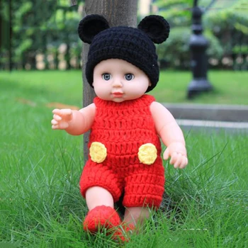 

Red Sweater Black Hat 30CM Soft Reborn Dolls Blink Eyes Vinyl Realistic Baby Doll Kids Children Birthday Xmas Gifts Toys