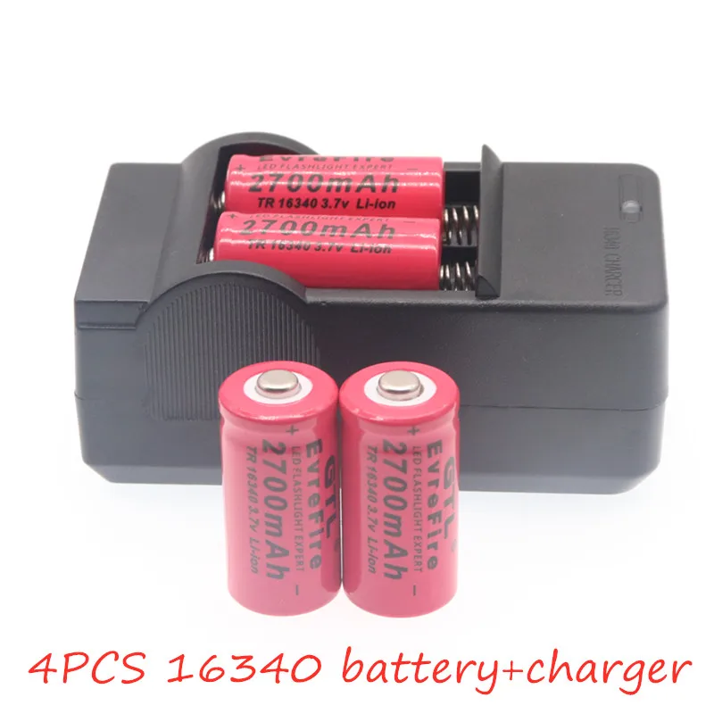 16340 батарея CR123A 16340 батарея 2700mAh 3,7 V литий-ионная аккумуляторная батарея+ 16340 зарядное устройство