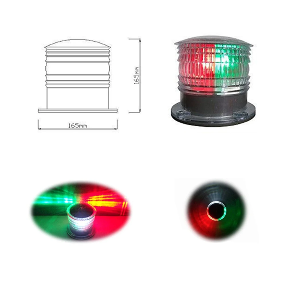 3 цвета на солнечных батареях морской лодка навигационный светильник Предупреждение ющий стробоскоп светильник красный и зеленый и белый