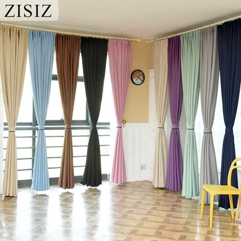 

ZISIZ 100% Polyester Modern Blackout Curtains for Living room Bedroom Window Solid Curtain Drapes Fabric Curtain For the Kitchen