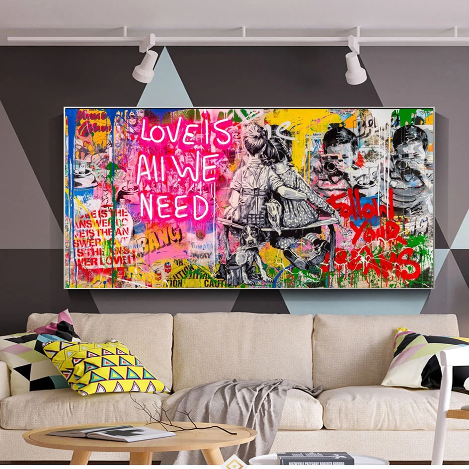 

Banksy Street Graffiti Art Canvas Painting Boys Girls Wall Art Posters and Prints Wall Pictures for Living Room Home Wall Decor