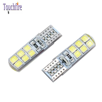 

100Pcs/Lot T10 W5W 194 168 2835 12smd Silica gel White LED Side Reading License Plate Light Side Lamp DC 12V Dropshipping