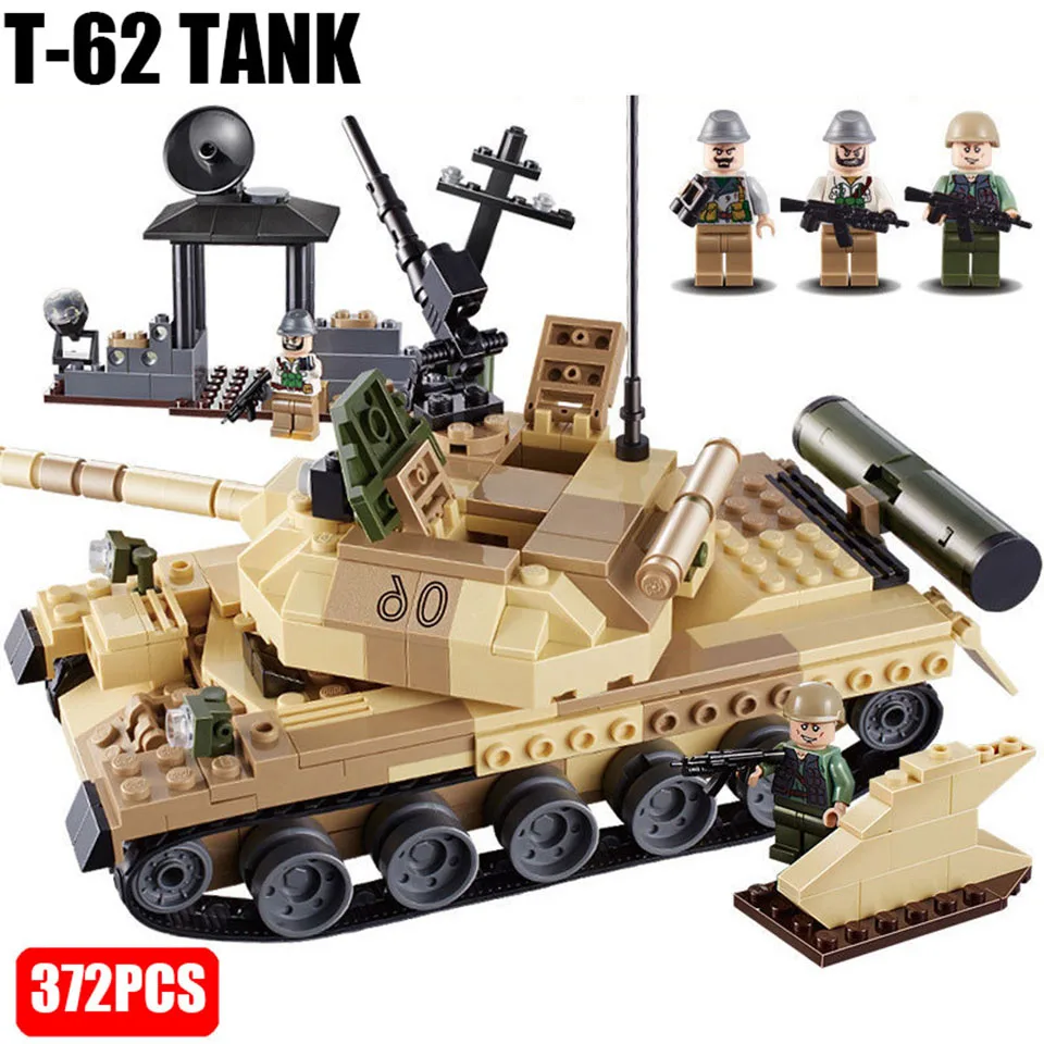 

GUDI WW2 Military T-62 Tanks Building Blocks Model Sets Soldiers Bricks SWAT Weapon War Army Figures Kids Toys For Boys Gifts