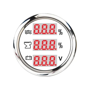 

52mm 3 in 1 Multi-Function Digital Gauge Water Level Holding Tank With Alarm Voltmeter 9-32V