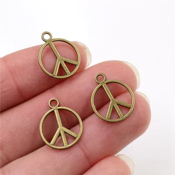 

17x14mm 40pcs Antique Bronze Plated Peace Sign Handmade Charms Pendant:DIY for bracelet necklace-Q4-15