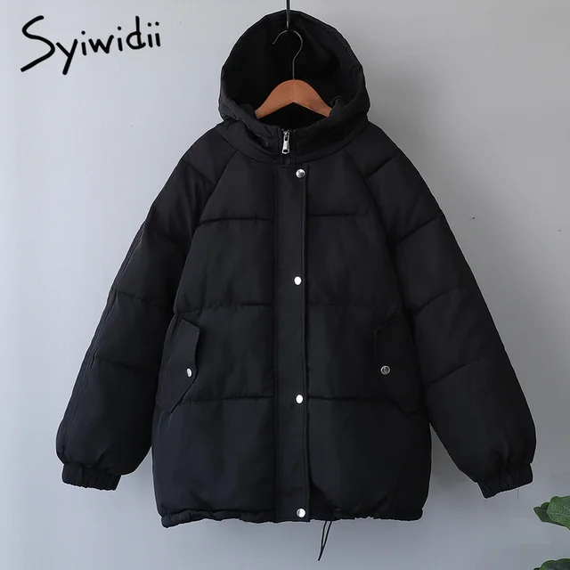 Syiwidii Winter Coat Women Jacket Parkas Thick 2021 Autumn Black Oversized Purple Puffer Bubble Hooded Harajuku Clothes Loose 3