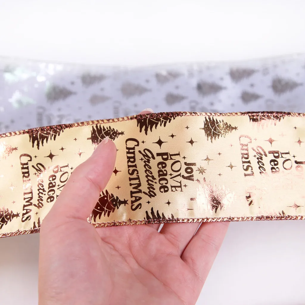 10 см Рождественская лента для украшения отделка атласная Grosgrain золото Красный