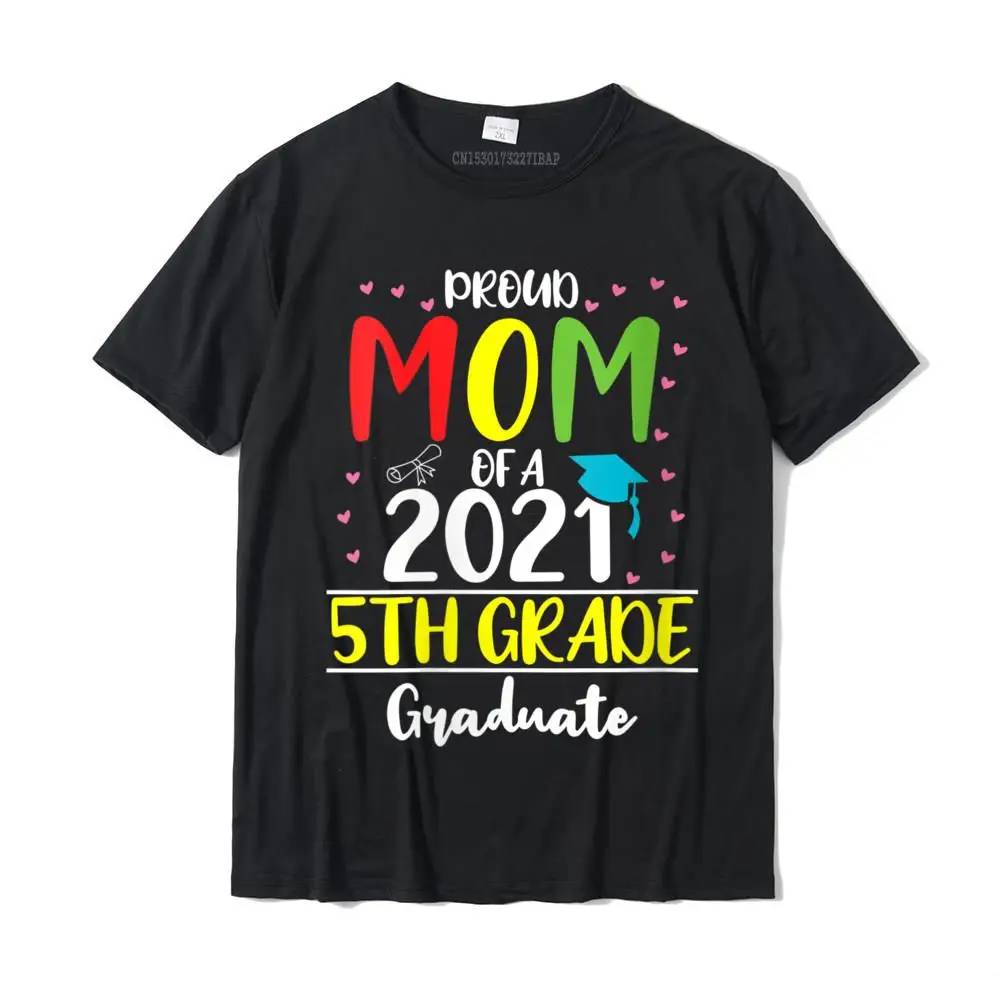 Gift Mother Day Pure Cotton O Neck Tops Tees Short Sleeve Normal Tee-Shirt Cheap Customized T Shirts Wholesale Womens Funny Proud Mom of a Class of 2021 5th Grade Graduate Gifts V-Neck T-Shirt__28597 black