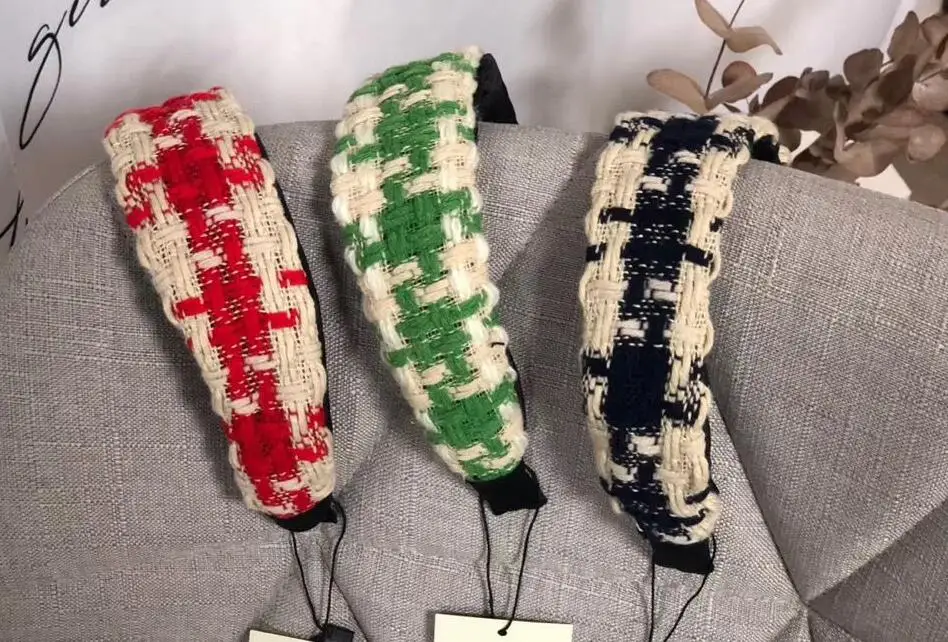 FW новые твидовые плоские женские повязки на голову осенние и зимние повязки для волос