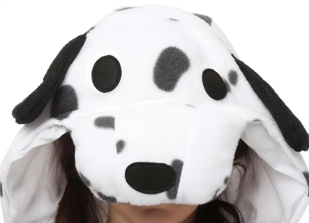 HKSNG Dalmatian Dog Kigurumi Onesies Winter Pyjamas Footed Animal Adult Hoodied Christmas Pajamas Cosplay Costumes