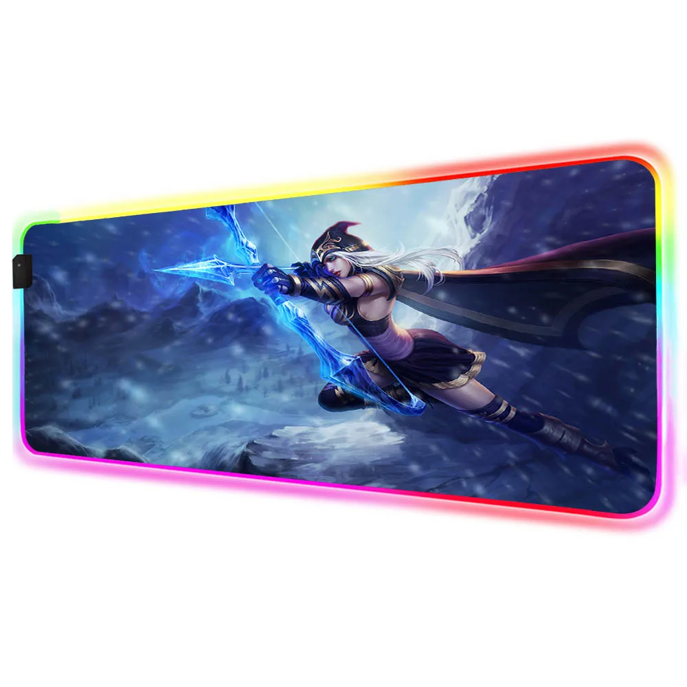 

XGZ League of Legends RGB Mouse Pad Black Gamer Accessories Large LED MousePad Gaming Desk Mat PC Desk Play Mat with Backlit LOL
