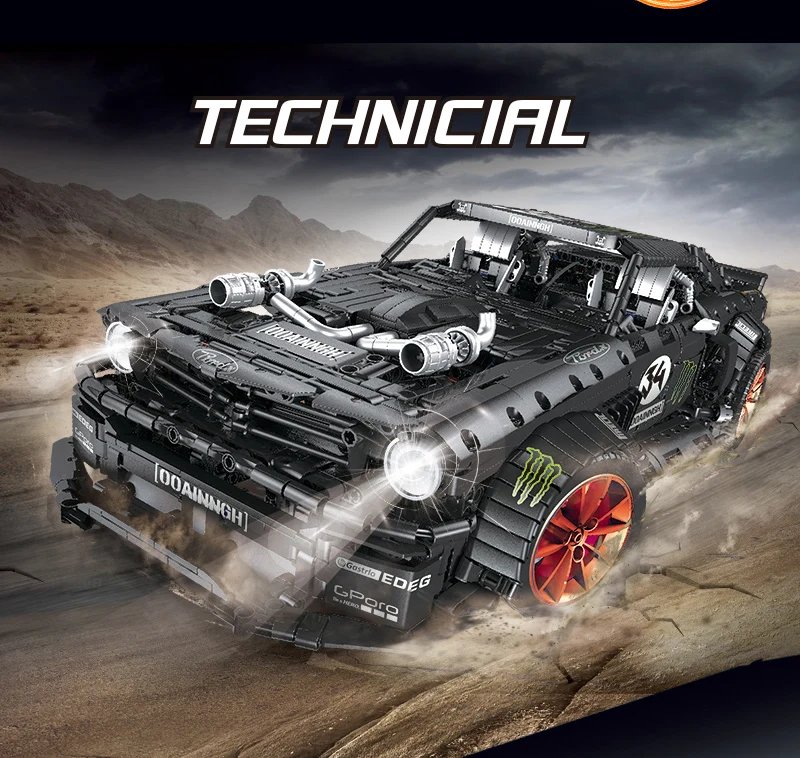 Ford Mustang Hoonicorn RTR V2 гоночный автомобиль с функцией питания светодиодный светильник Technic 20102 MOC-22970 строительный блок кирпичи Детские 23009