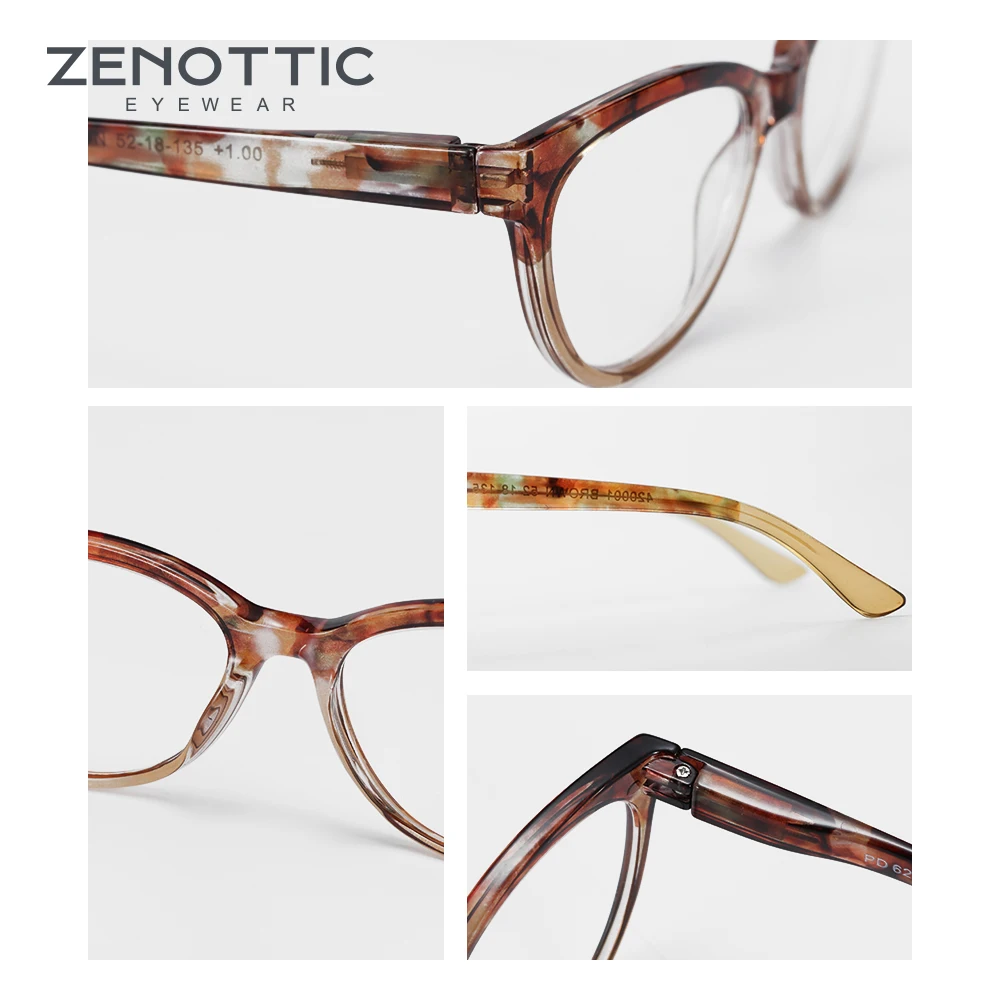 ZENOTTIC очки для чтения «кошачий глаз» Женские винтажные прозрачные очки для глаз дальнозоркость 4 в 1 посылка очки для чтения Новинка 420001
