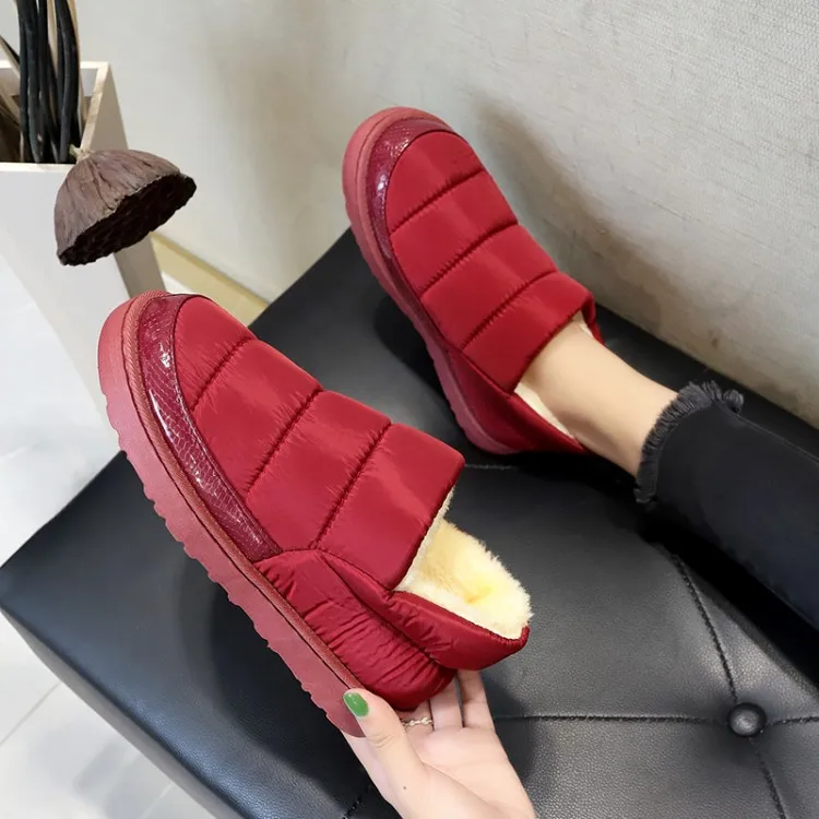 Женские зимние ботинки; botas femininas; теплые водонепроницаемые плюшевые ботильоны на плоской подошве; женская теплая обувь из хлопка