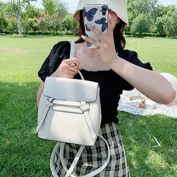 

Fashion Women Soft Leather Small Backpack Designers Brand Multifunction Solid School Bags for Teenage Girls Mochila Feminina Sac