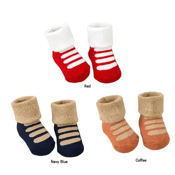 

Baby Socks Floor Infant Cotton Thickened Splicing Striped Anti Slip Floor Socks Baby Kids Cotton Crew Socks recien nacido