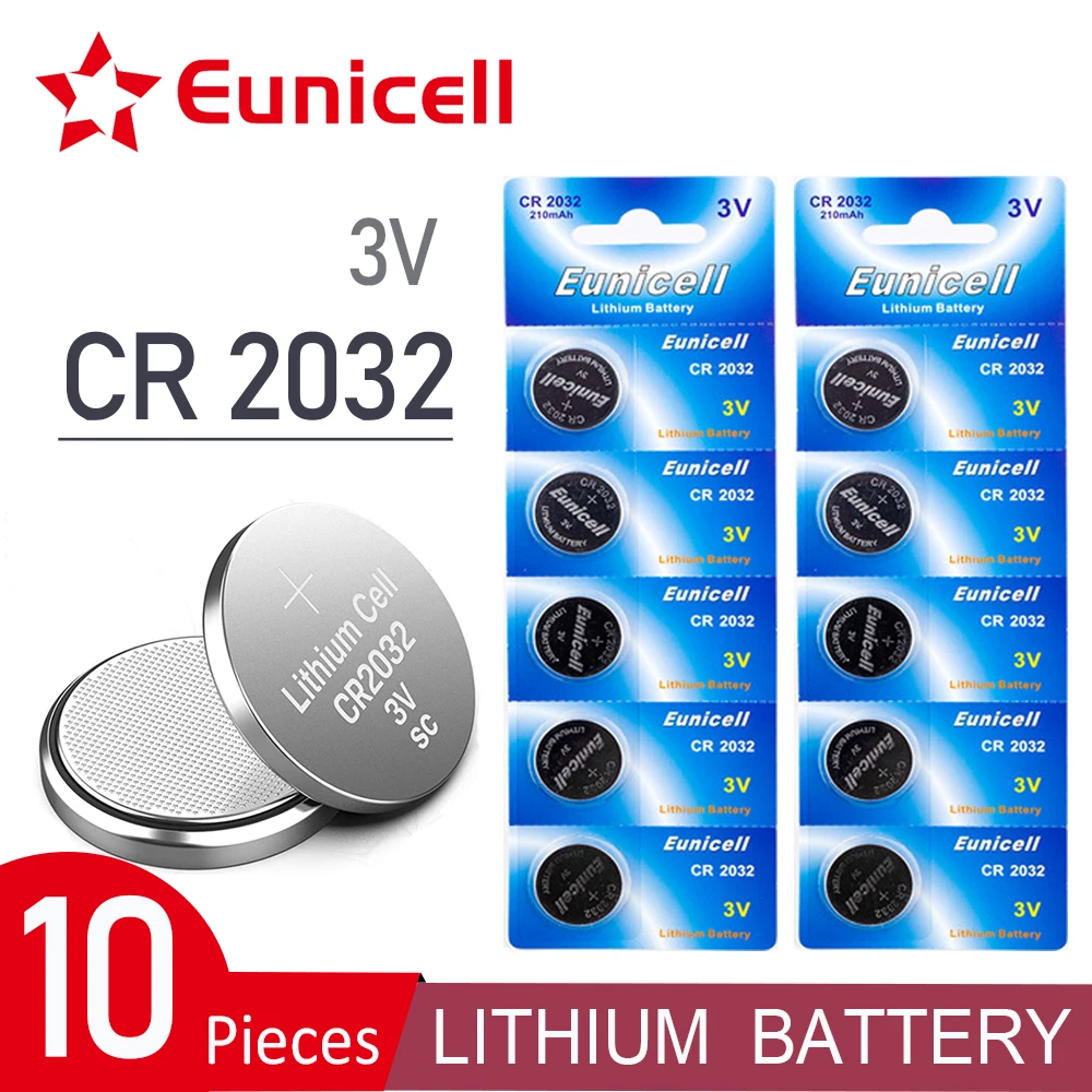 Eunicell-batería de litio de 3V para reloj de juguete, pilas de botón de moneda de 2021 mAh, CR2032, CR 210, KCR2032, 5004LC, ECR2032, 10 Uds., novedad de 2032