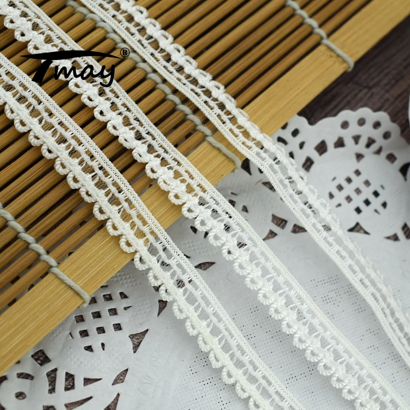 #2022 Ruffle White Elastic Stretch Lace Trimming 8yards/lot Diy Sewing Garment Accessories Small Stretchy Trim for Underwea | Дом и сад