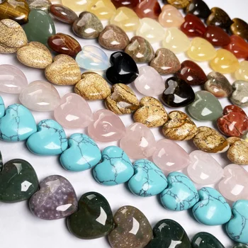 

11PCS New Natural Agates Beads Heart-shaped Natural Stones Beads Length 20 cm For Making DIY Jewelry Necklace Size 16x16x8 mm