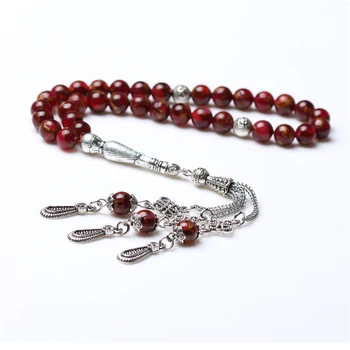 

Hot Selling Exquisite And Upscale 8MM Natural Red Gold Stone 33 Islamic Prayer Beads Tasbih