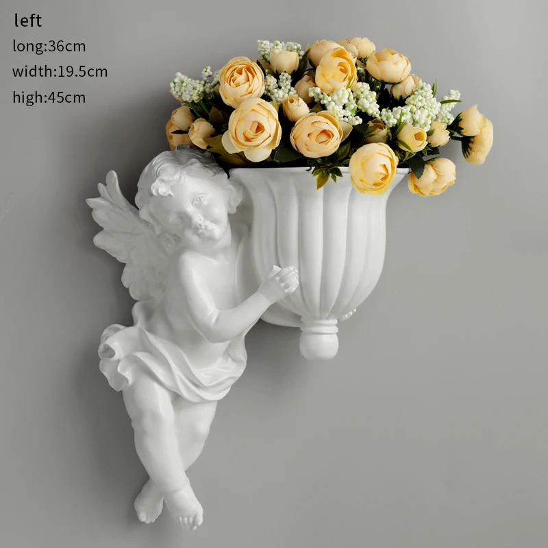 European wall vase home decoration cupid flower pot wall hanging resin mural  crafts living room background angel ornament art