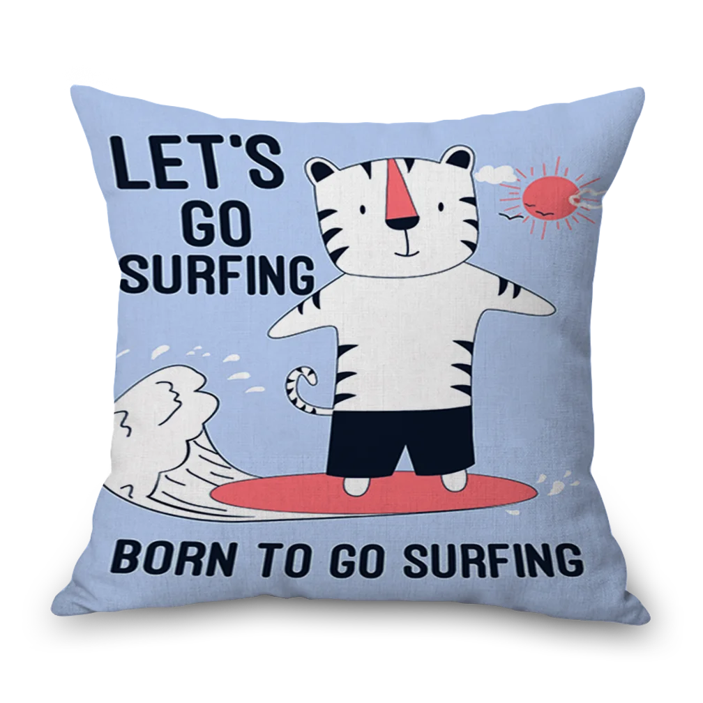 Let's go Surfing Enjoy the Ride Bear мультяшная наволочки для подушек льняная кровать для путешествий наволочка для дивана подушка для сиденья Декор подарок