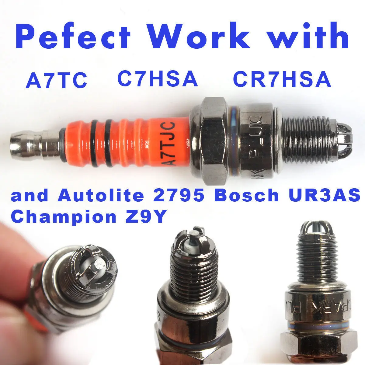 

3x Spark Plug A7TJC 3 Electrode For GY6 50cc To 125cc Moped Scooter ATV Quads