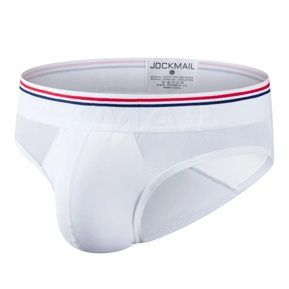 JOCKMAIL Youth Fashion U convex Men's Underwear Low Waist Cotton Sexy Comfortable Breathable Briefs White black male briefs